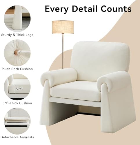 Oversized Accent Chair, Comfy Living Room Chairs, Single Sofa Chair with Thic...