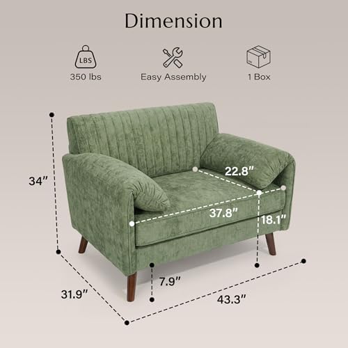 Modern Oversized Accent Reading Chair for Living Room, 43", Chenille, Green