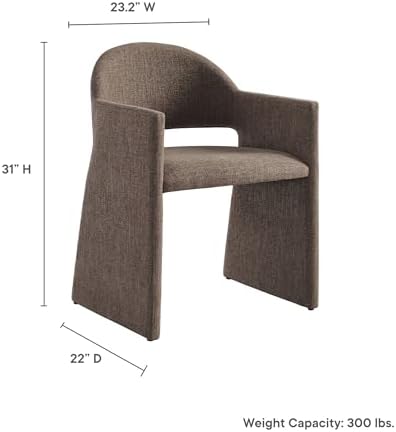 Modway Talia Upholstered Fabric Dining Armchair in Mocha - Modern Curved Dini...