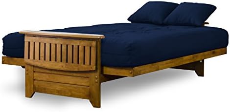 Nirvana Futons Brentwood Tray Arm Futon Frame, Drawers, and Navy Blue Mattres...