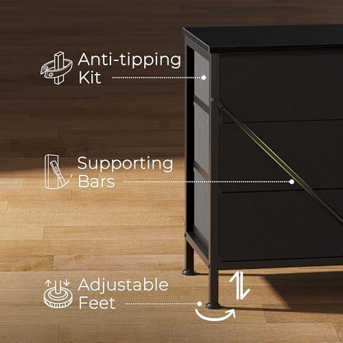 Huuger 70 Inch Black Dresser for Bedroom, TV Stand for 65, 75, 80 Inch TV, 12...