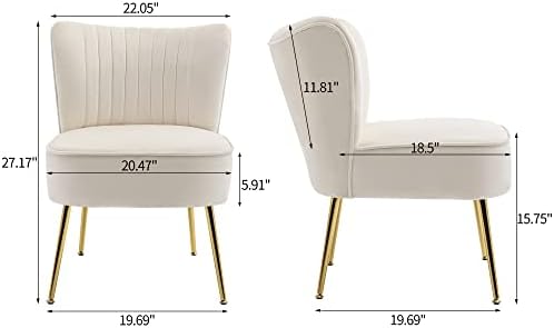 KCC Modern Velvet Accent Chair Set of 2,Side Chair for Bedroom,Beige