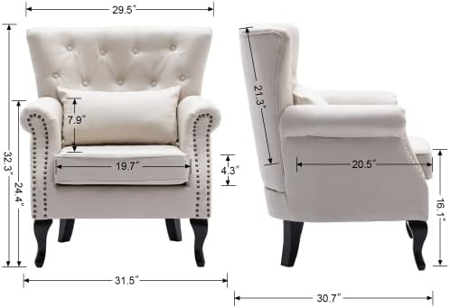 Mid Century Modern Accent Chair Upholstered Armchair Comfy Linen Fabric Singl...