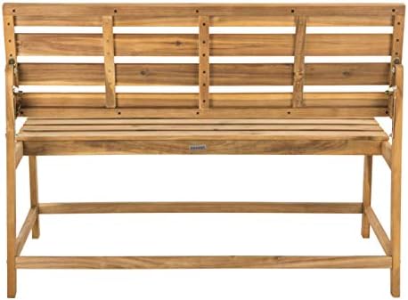 SAFAVIEH PAT6753A Collection Ruben Teak Balcony Bench and Table Outdoor Set