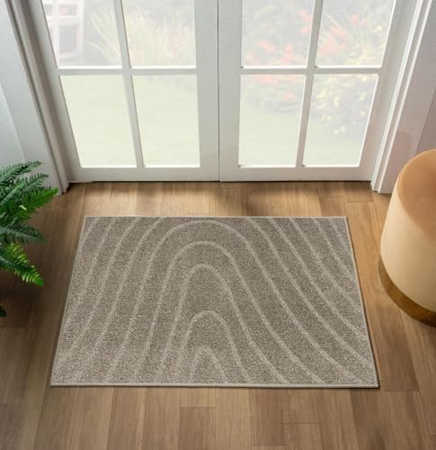 LUXE WEAVERS Modern Geometric Wave Taupe 2x3 Area Rug