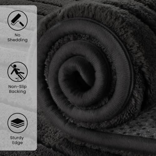 Sour Lemon 8x10 Area Rugs for Living Room Bedroom, Carpet Modern Black Rug