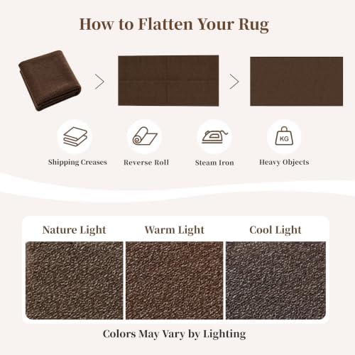 Waterproof 2x8 Runner Rug Non Slip Floor Runners for Dogs, Textured Brown