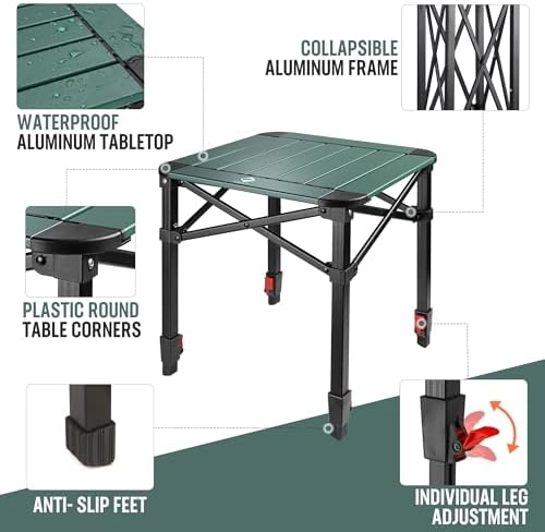 VILLEY Folding Camping Square Table, Portable Aluminum Table, Small
