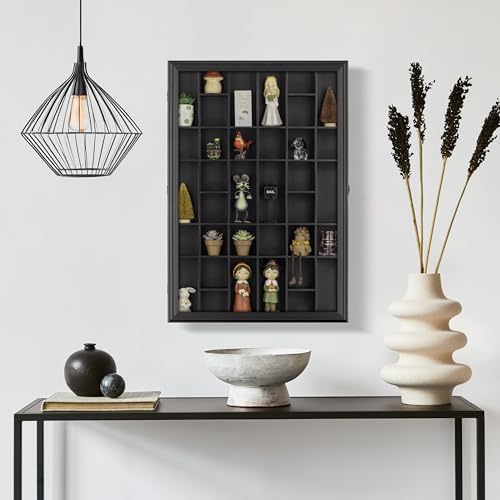 Gallery Solutions - Black Wall-Mounted - Curio & Shot Glass Display Case ...