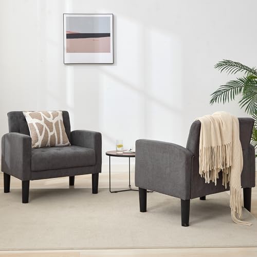 Upholstered Accent Chairs Set of 2, Tufted Armchairs for Living Room
