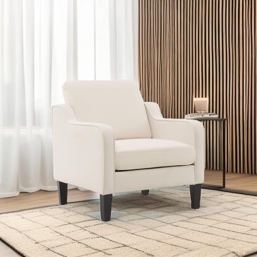 VINGLI Accent Chairs, Linen Upholstered Armchair for Living Room, Beige