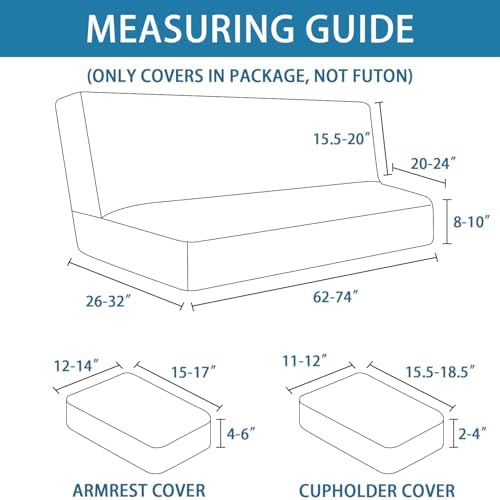 H.VERSAILTEX 4 Pieces Stretch Futon Covers Sofa Bed Slipcover with Removable ...