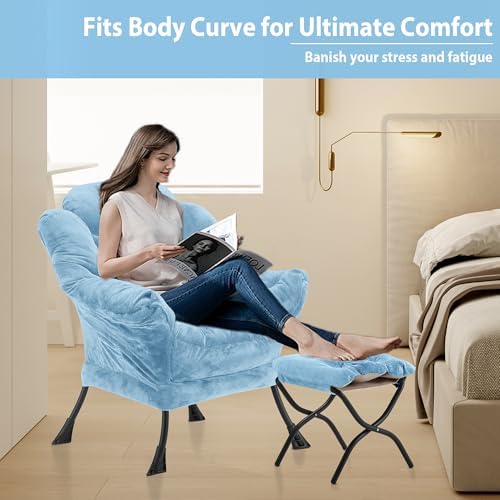 Youtanic Lazy Chair with Folding Ottoman, Accent Chair Plush Upholstered with...