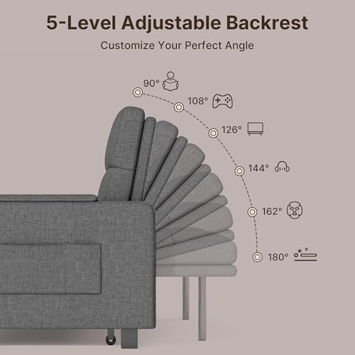 Gizoon Convertible Sofa Bed Modern Couch Bed & Small Loveseat Sleeper, Grey