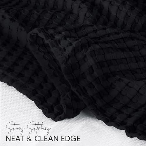 Utopia Bedding 100% Cotton Waffle Blanket Queen Size Black, 90x90 Inch