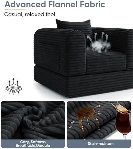 SYFERLORY Versatile 2 in 1 Boneless Armchair Chaise Lounge Chair Indoor, Conv...