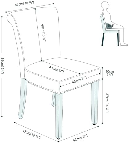 SyMax Dining Chairs Set of 6, Modern Faux Leather Parson Dining Room Chairs, ...