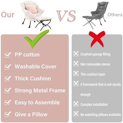 Lazy Chair with Ottoman, Comfy Reading Chair for Bedroom