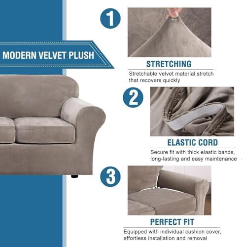 H.VERSAILTEX Rich Stretch 2 Piece Chair Cover Chair Slipcover Sofa Cover Furn...