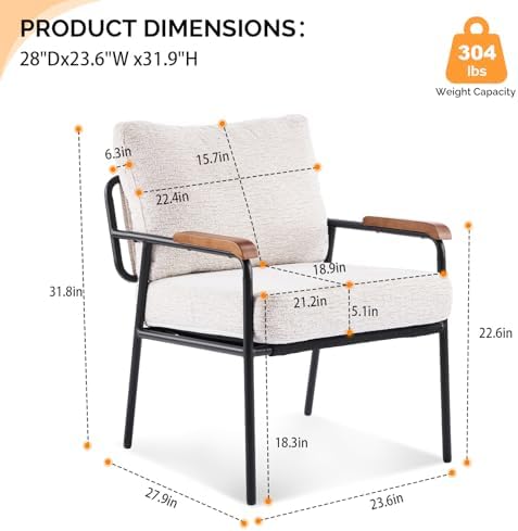VINGLI Mid-Century Modern Accent Armchiar for Small Space, Small Comfy Uphols...