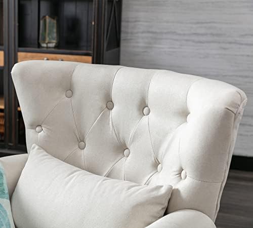 Mid Century Modern Accent Chair Upholstered Armchair Comfy Linen Fabric Singl...