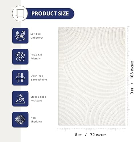 Abani Nomad Cream Tone-on-Tone Area Rug 6' x 9' for Living Room, Bedr...