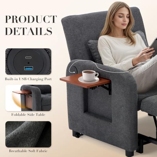 Convertible Sleeper Chair-Fabric Futon Sofa Bed, Single Sleeper Sofa, Small C...