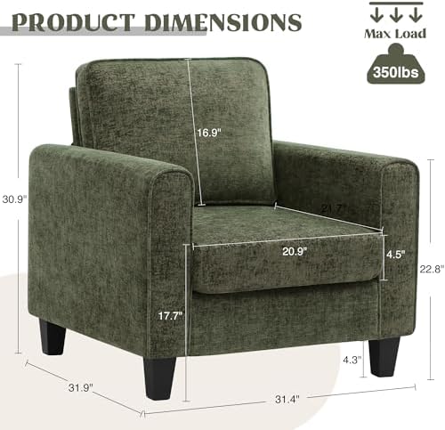 Accent Chairs Set of 2 for Living Room, Mid Century Modern Upholstered Living...