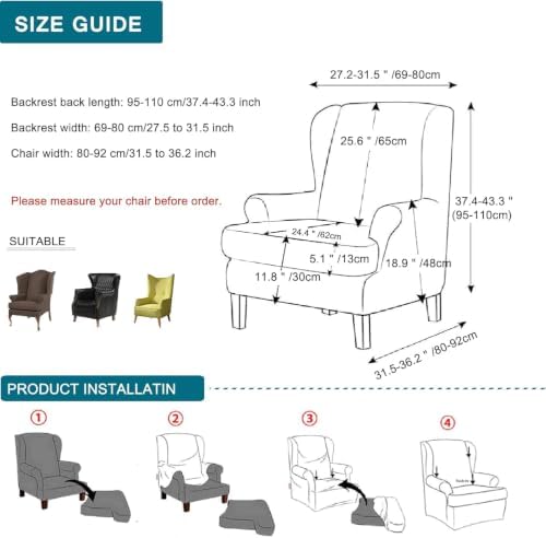 CRFATOP Wingback Chair Covers Stretch Armchair Slipcovers for Living Room