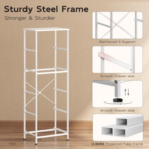 WLIVE Tall Dresser for Bedroom, 5 Drawer Dresser, White