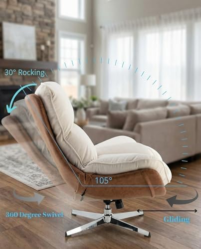 LukeAlon Set of 2 Linen Swivel Lounge Chair, Beige