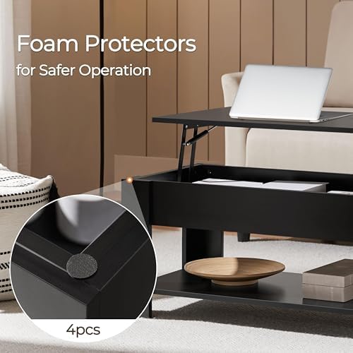 Yaheetech Black Lift Top Coffee Table with Storage for Living Room, 38.6"