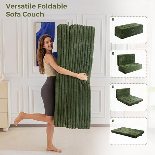 MAXYOYO Folding Sofa Couch Bed, 6 Inch Tri-Fold Floor Sofa Bed, Folding Mattr...