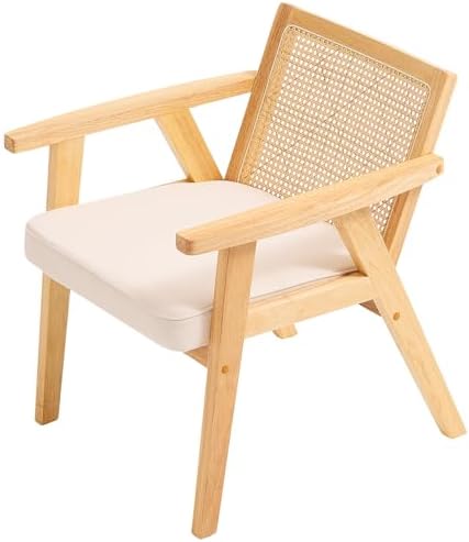 VEVOR Mid Century Modern Rattan Chair, Upholstered Velvet Accent Chair with R...