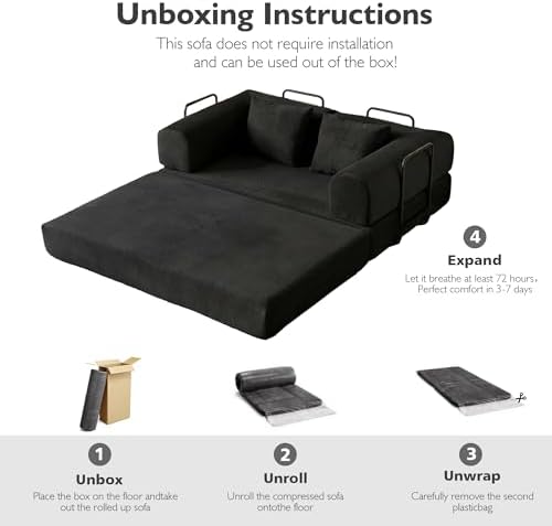 59in Boneless Couch Convertible Futon Sofa Bed Queen for Small Space