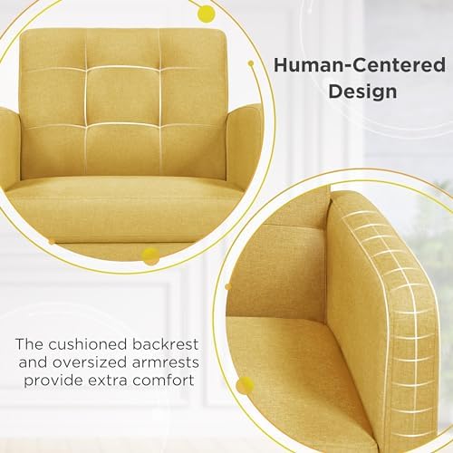 Yaheetech Mid Century Accent Chairs Set of 2 Living Room Chairs Yellow