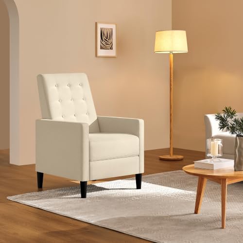 Yaheetech Fabric Recliner Chair Tufted Upholstered Single Sofa Beige