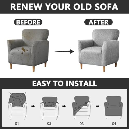 Stretch Modern Banquet Armchair Slipcover 1-Piece Accent Chair Covers with Ar...
