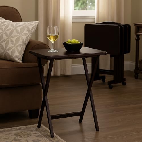 Ergode Folding TV Tray Set of 5, Espresso