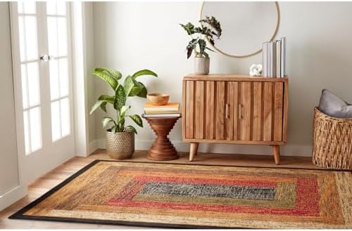 Home Dynamix Vega Modern Area Rug, Geometric Black/Brown/Red 5'2"X7&...
