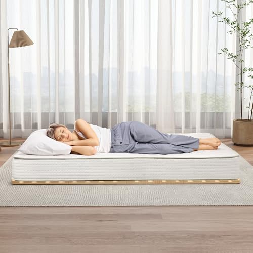Twin Size Foldable Floor Bed Frame, Solid Wood Slat Base for Futon Mattress