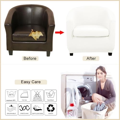 Lellen Club Chair Slipcover with Arms - White Barrel Chair Slipcovers Round T...