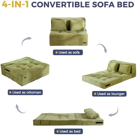 MAXYOYO Convertible Sofa Bed, Fold Out Sofa Couch with Pillow for Adults
