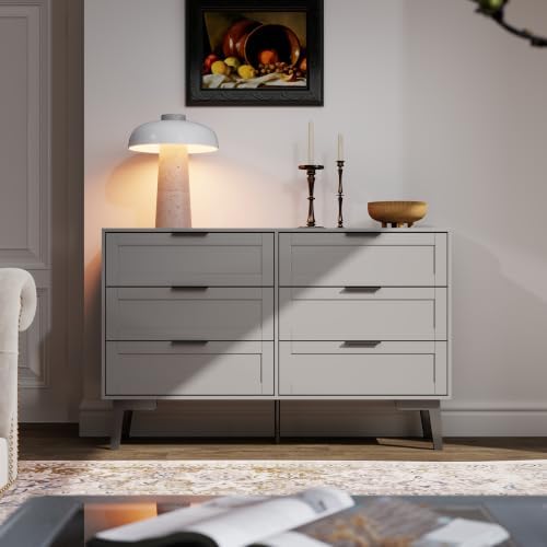 TaoHFE Grey 6 Dresser for Bedroom Modern Grey Chest of Drawers