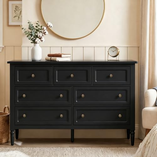 RoyalCraft 7 Drawer Dresser for Bedroom, 53" Wide Vintage Chest of Drawers