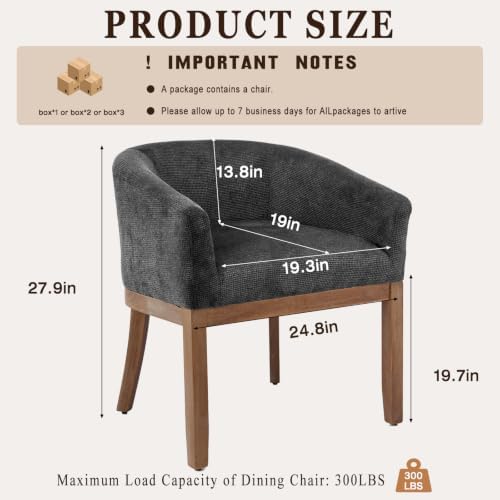 SoarFlash Modern Upholstered Barrel Dining Chairs with Arms, Natural Hardwood...