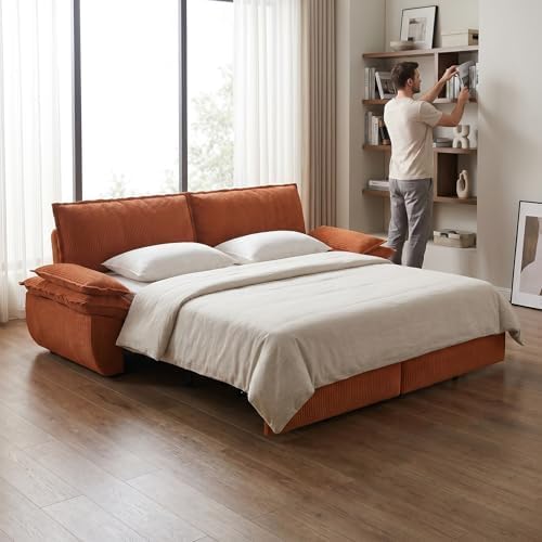 73.2" Sofa Bed Queen, 3-in-1 Pull Out Sofa Bed with Pillow Armrest, Mode...