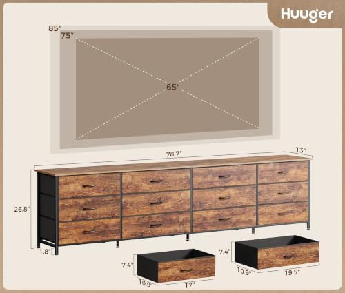 Huuger 78.7 Inch Long Dresser for Bedroom, 12 Drawer Dresser for Closet