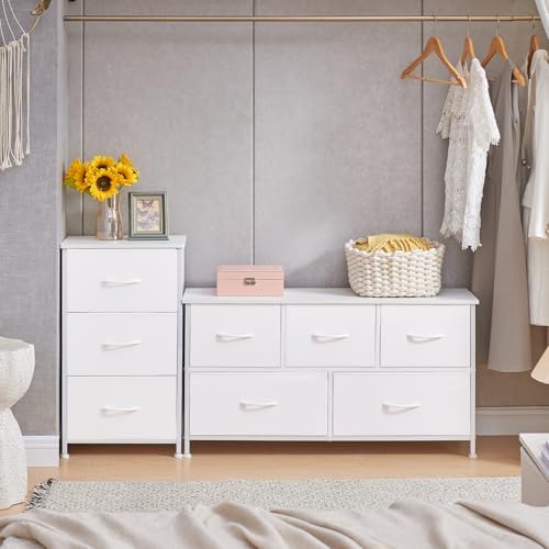 Somdot Small Dresser for Bedroom, 3 Drawer Storage Cabinet, White