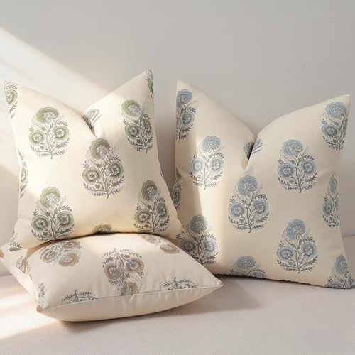 Vintage Floral Euro Sham Fall Pillow Covers 24x24 Set of 2 Patterned Accent D...